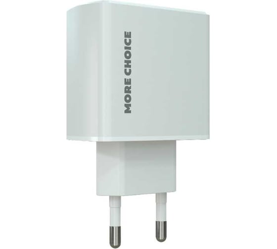 Сетевое зарядное устройство More Choice 1USB+1USB-C 3.0A PD 20W+QC3.0 быстрая зарядка для Type-C Type-C NC61a White