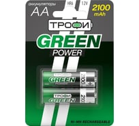 Аккумуляторы ТРОФИ NiMHHR6-2BL 2100 mAh GREEN POWER, C0032099