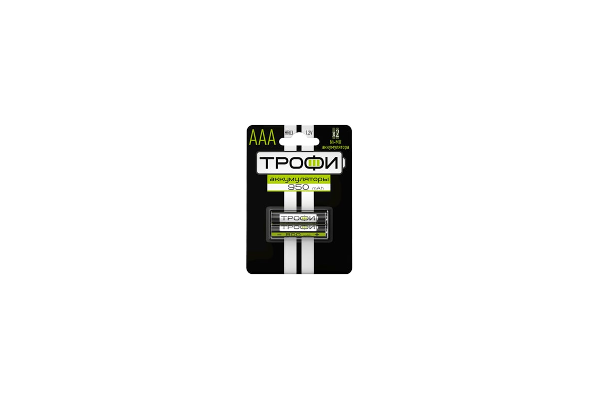 Аккумуляторы Трофи NiMH HR03-2BL 950 mAh GREEN POWER C0032097 - выгодная  цена, отзывы, характеристики, фото - купить в Москве и РФ