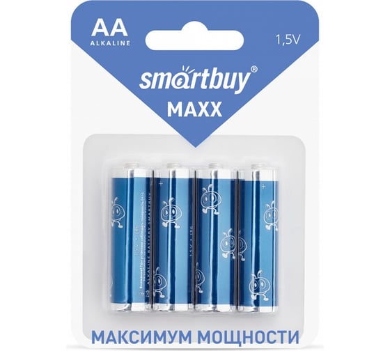 Батарейка алкалиновая Smartbuy MAXX LR6/4B (48/480) 4 шт SBBM-2A04B