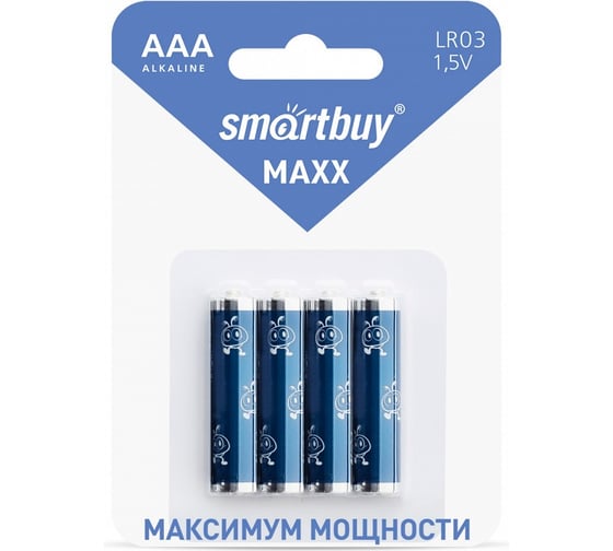Батарейка алкалиновая Smartbuy MAXX LR03/4B (48/480) 4 шт SBBM-3A04B 1