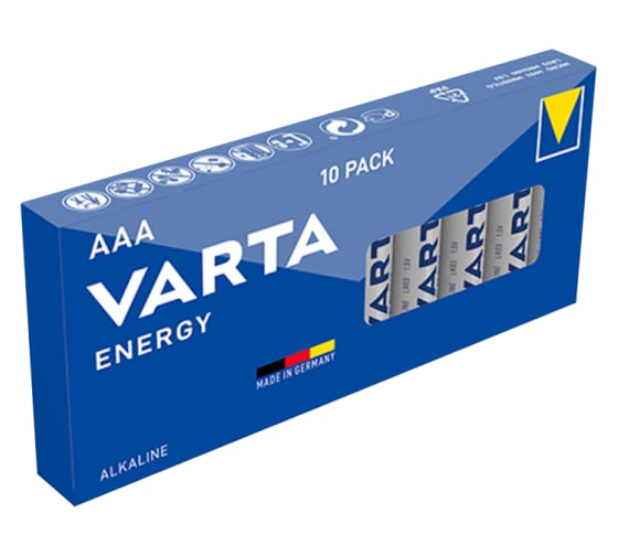 Батарейка Varta ENERGY LR03 AAA, BOX10, Alkaline, 1.5V (4103) (10/700) 10 шт в упаковке 04103229410