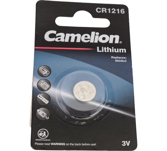 Литиевая батарейка Camelion CR1216 BL-1, 3V 3609