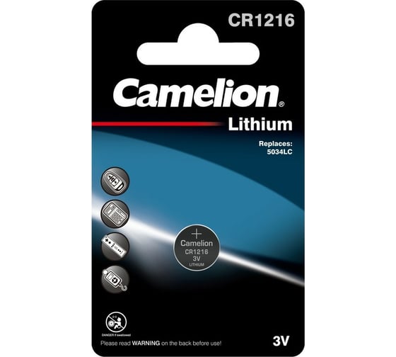 Литиевая батарейка Camelion CR1216 BL-1, 3V 3609