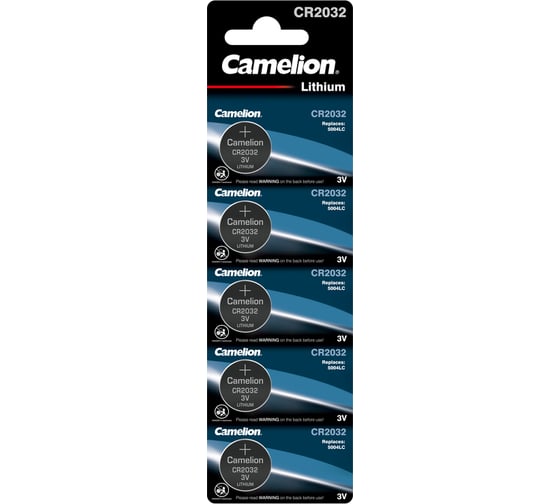 Литиевая батарейка Camelion CR2032 BL-5, 3V 1595