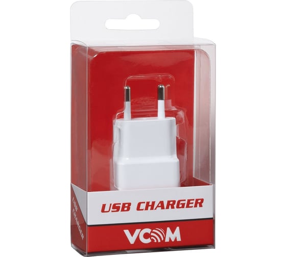 Зарядное устройство VCOM AC EU Plug 100-220V - USBx1 Port, DC 5V, 2A M014/CA-M014