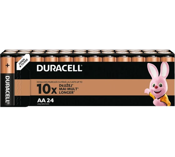 Батарейки ОФИСМАГ комплект 24шт, DURACELL Basic оригинал, АА (LR6,15А), алкалиновые, пальчиковые 456993