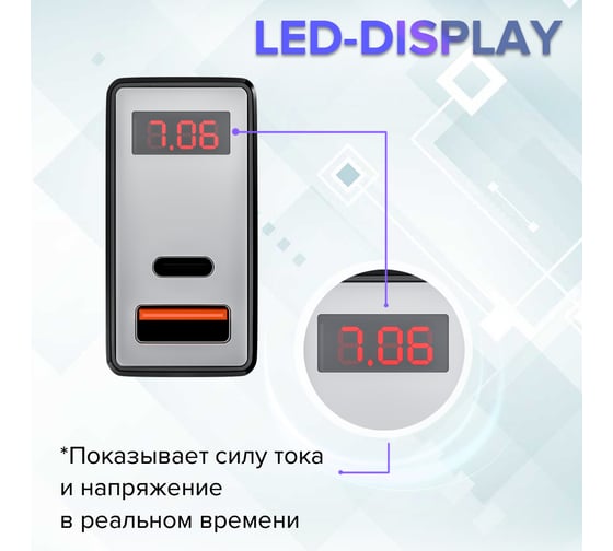 Сетевое зарядное устройство GCR на 2 USB порта QC 3.0 + PD 3.0 черный VIV52I891
