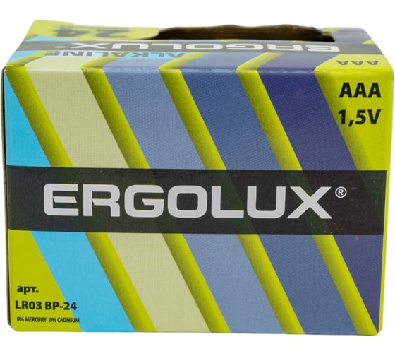 Батарейка Ergolux LR03, Alkaline, BP-24, 1.5В 14213