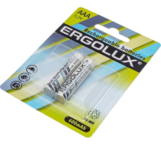 Аккумулятор Ergolux NHAAA600BL2, 1.2В, AAA-600mAh, Ni-Mh, BL-2 12977