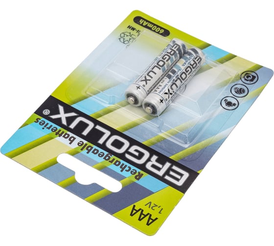 Аккумулятор Ergolux NHAAA600BL2, 1.2В, AAA-600mAh, Ni-Mh, BL-2 12977