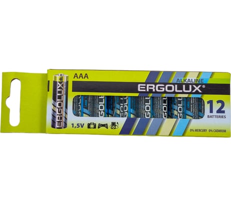 Батарейка Ergolux 1.5В, LR03, Alkaline, BP-12 11745