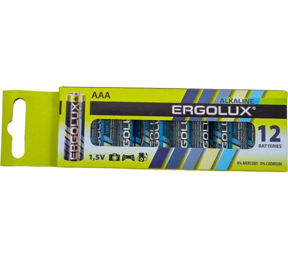 Батарейка Ergolux 1.5В, LR03, Alkaline, BP-12 11745 1