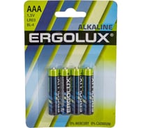 Батарейка Ergolux 1.5В, LR03, Alkaline, BL-4 11744