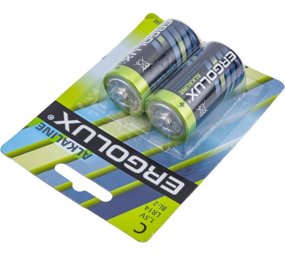 Батарейка Ergolux 1.5В, LR14, Alkaline, BL-2 11751