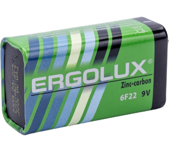 Батарейка Ergolux 6F22SR1, 9В, 6F22, SR1 12443