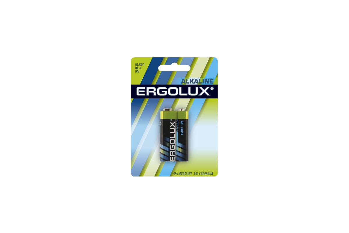 Батарейка Ergolux 6LR61, 9В, Alkaline, BL-1 11753 - выгодная цена ...