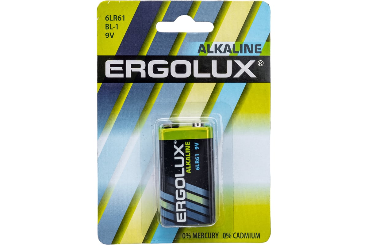 Батарейка Ergolux 6LR61, 9В, Alkaline, BL-1 11753