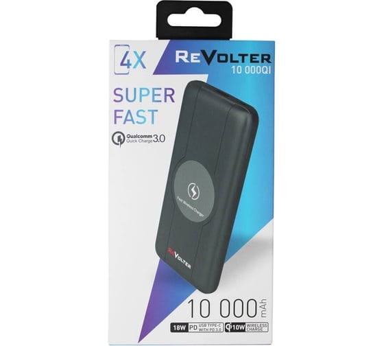 Внешний аккумулятор ReVolter QI 10000 black