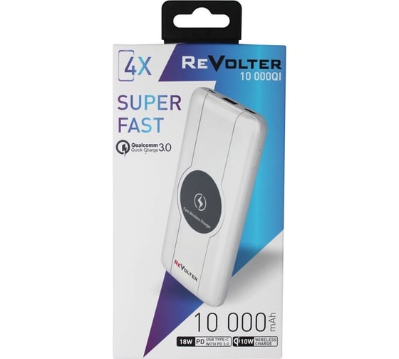 Внешний аккумулятор ReVolter QI 10000 white