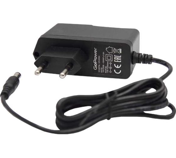 Блок питания GoPower 2.0A 12V 5,5x2,1/12мм для ресивера Триколор ТВ и НТВ+ 00-00018645