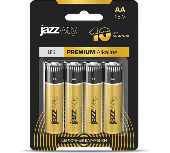 Батарейка Jazzway Jаzzway Элемент питания алкалиновый AA/LR6 1.5В Premium Alkaline BL-4 (блистер 4шт) 5008137 1