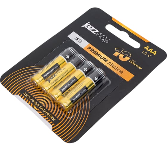 Батарейка Jazzway Jаzzway Элемент питания алкалиновый AAA/LR03 1.5В Premium Alkaline BL-4 (блистер 4шт) 5002197