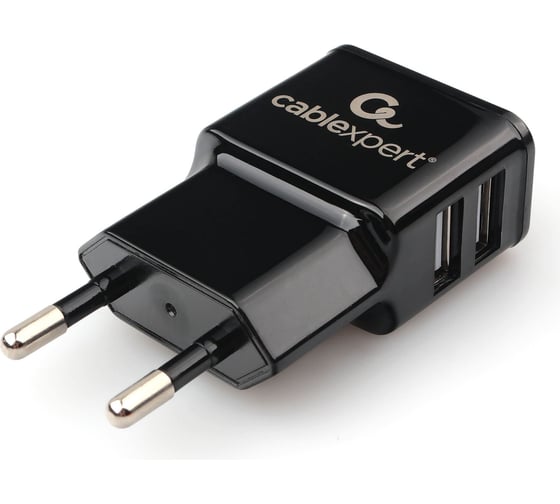 Адаптер питания Cablexpert 100/220V - 5V USB 2 порта 2.1A черный MP3A-PC-12 1