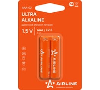 Батарейки Airline LR03/AAA щелочные, 2 штуки, блистер AAA-02