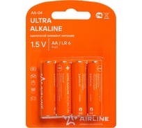 Батарейки Airline LR6/AA щелочные, 4 штуки, блистер AA-04