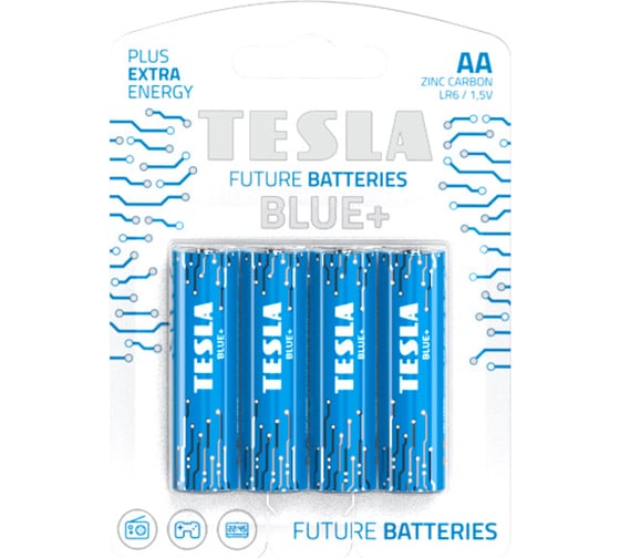 Батарейки Tesla AA, BLUE+, 4 штуки 8594183392165 1