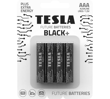 Батарейки Tesla AAA, BLACK+, 4 штуки 8594183396675