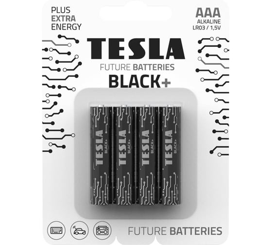 Батарейки Tesla AAA, BLACK+, 4 штуки 8594183396675