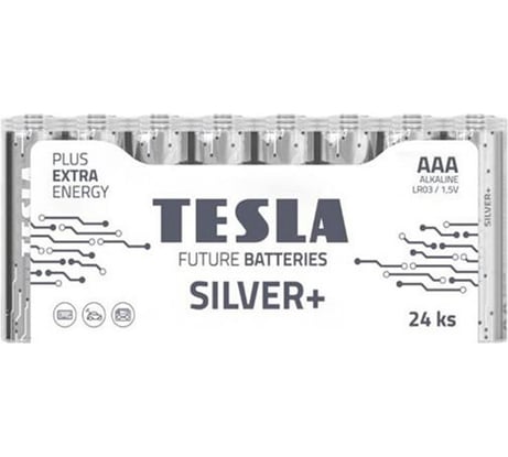 Батарейки Tesla AAA, SILVER+, 24 штуки 8594183392356