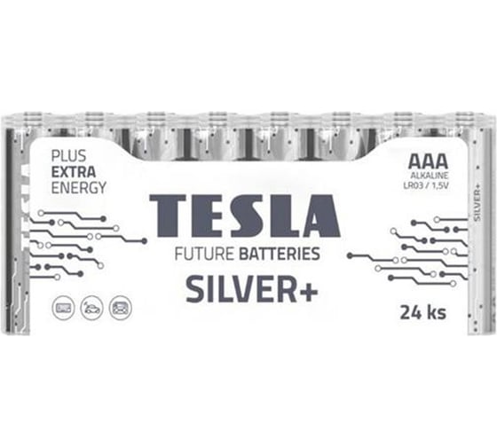 Батарейки Tesla AAA, SILVER+, 24 штуки 8594183392356 1