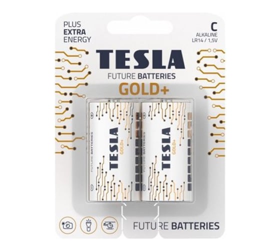Батарейки Tesla C, GOLD+, 2 штуки 8594183396590 1