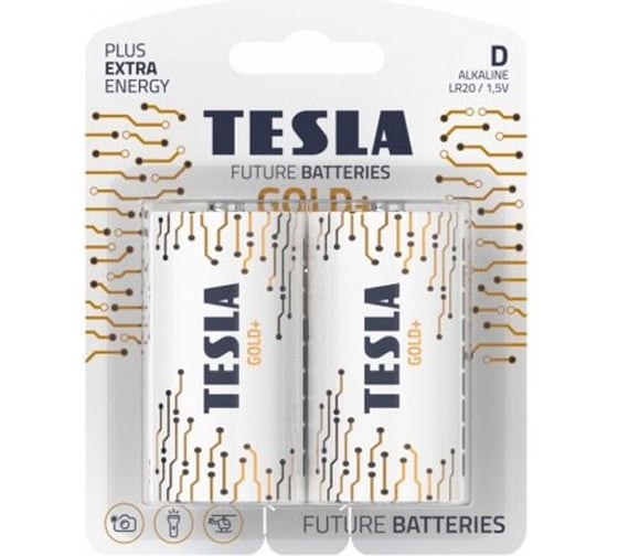 Батарейки Tesla D, GOLD+, 2штуки 8594183396606