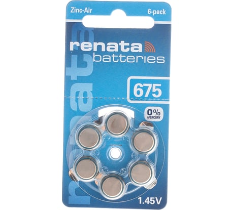 Батарейки для слуховых аппаратов Renata ZA 675 BL-6 (1.4V/640mAh) 4390