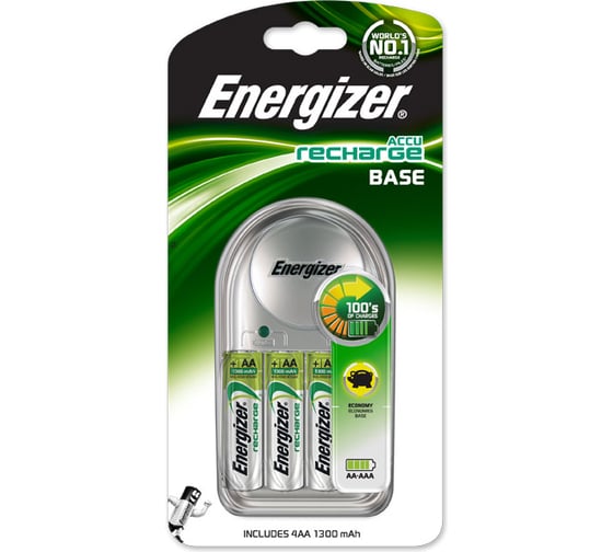 Зарядное устройство для батареек Energizer base + 4 х AA 1300 mAh Pre-Ch 7638900304633
