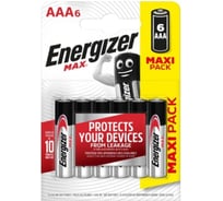 Батарейки Energizer MAX E92/AAA 6 штук в блистере Alkaline E300131703P