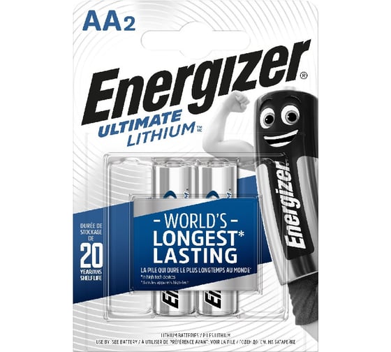 Батарейки Energizer Ultimate Lithium, E91/AA, 2 шт/бл 7638900262636 1