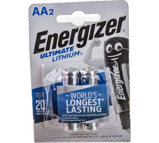 Батарейки Energizer Ultimate Lithium, E91/AA, 2 шт/бл 7638900262636