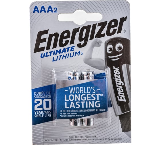 Батарейки Energizer Ultimate Lithium, E92/AAA, 2 шт/бл 7638900262629