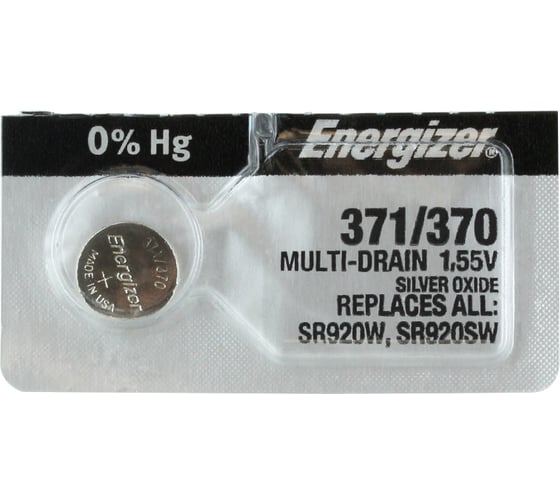 Батарейки Energizer Silver Oxide 371/370 1 шт/бл 7638900253016 1