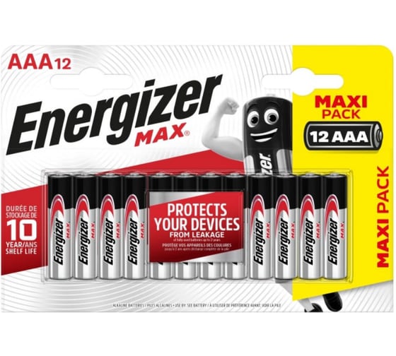 Элемент питания ENERGIZER MAX LR3, ААА, алкалиновый, 12 шт в блистере E300103703 1