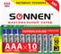 Батарейки SONNEN Super Alkaline, AAA LR03, 24А, алкалиновые, 10 штук, в коробке, 454232 1