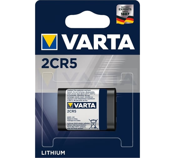 Батарейка Varta 2CR5 BL1 Lithium 6V 06203301401 4008496537204
