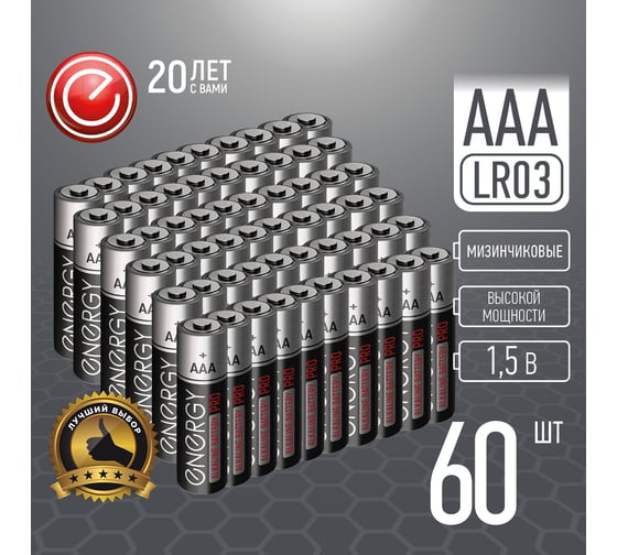 Батарейка алкалиновая ENERGY Pro LR03/4S (ААА) 60 штук 107131