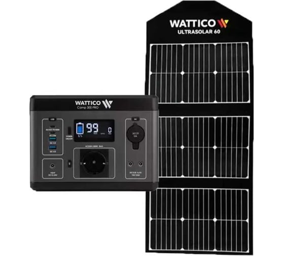 Портативная зарядная станция WATTICO Camp 300 + солнечная панель Ultrasolar 60 camp_300_ultrasolar_60 35239039