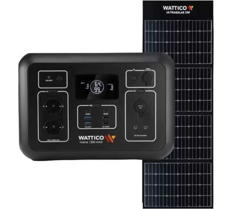 Портативная зарядная станция WATTICO Home 1200 Max + солнечная панель Ultrasolar 330 home_1200_max_ultrasolar_330